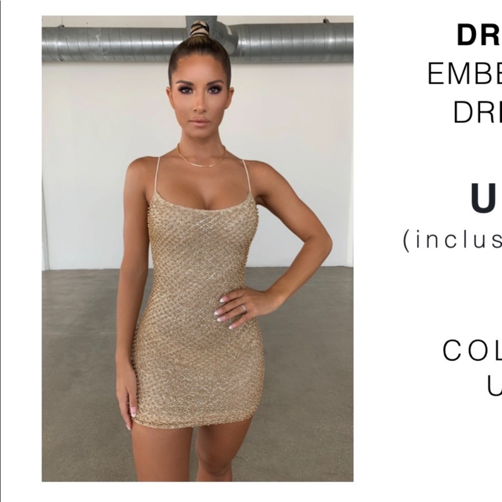 Oh Polly Gold Sparkle Dress